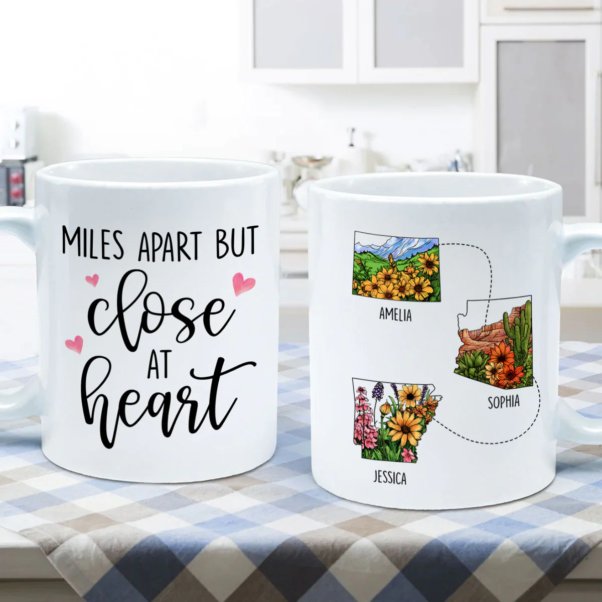 Long Distance Best Friend Moving Gift Watercolor Wildflower State Map Personalized Mug - Image 5