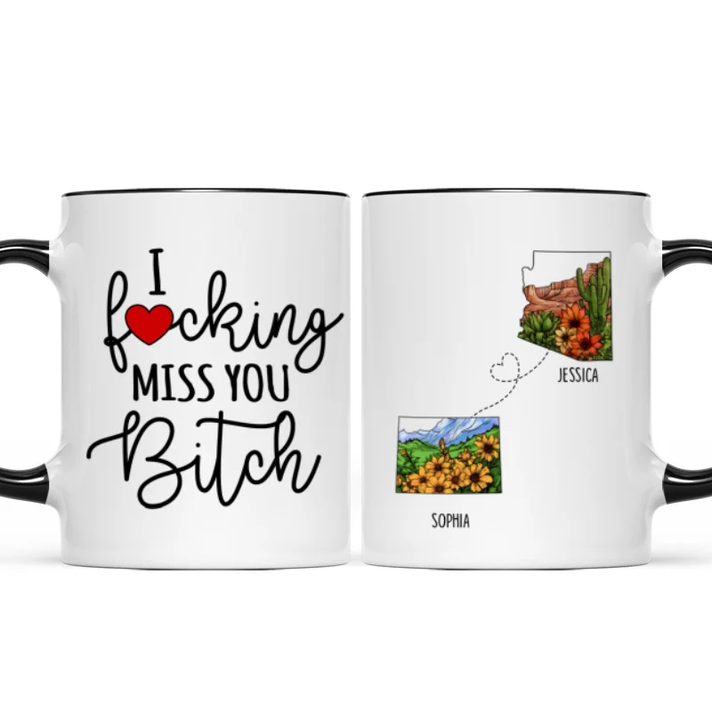 Long Distance Best Friend Moving Gift Watercolor Wildflower State Map Personalized Mug - Image 7
