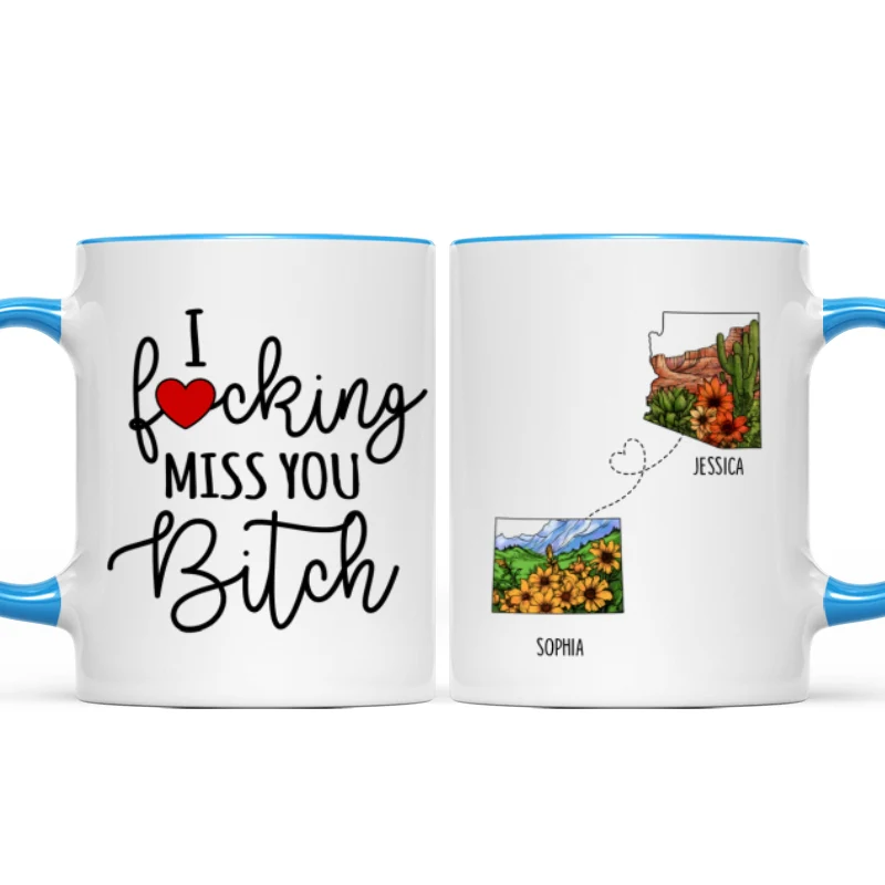 Long Distance Best Friend Moving Gift Watercolor Wildflower State Map Personalized Mug - Image 9