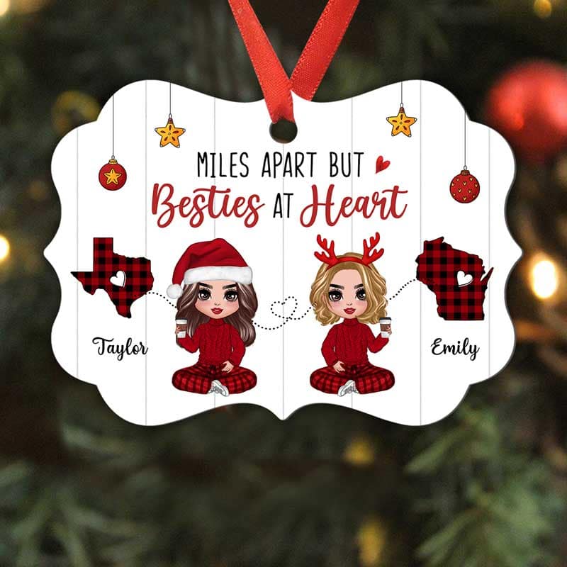 Long Distance Doll Besties Personalized Christmas Ornament - Image 3