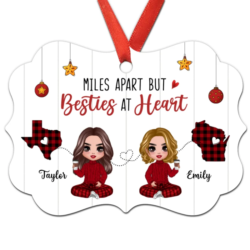 Long Distance Doll Besties Personalized Christmas Ornament - Image 4