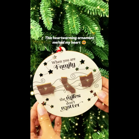Long Distance Family Friends Siblings Sisters Besties Personalized 2-Layered Wooden Ornament, Togetherness Christmas Gift - Image 3