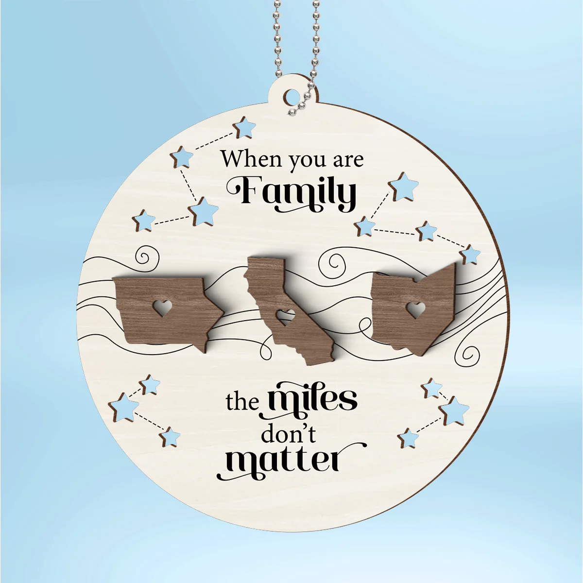 Long Distance Family Friends Siblings Sisters Besties Personalized 2-Layered Wooden Ornament, Togetherness Christmas Gift - Image 5