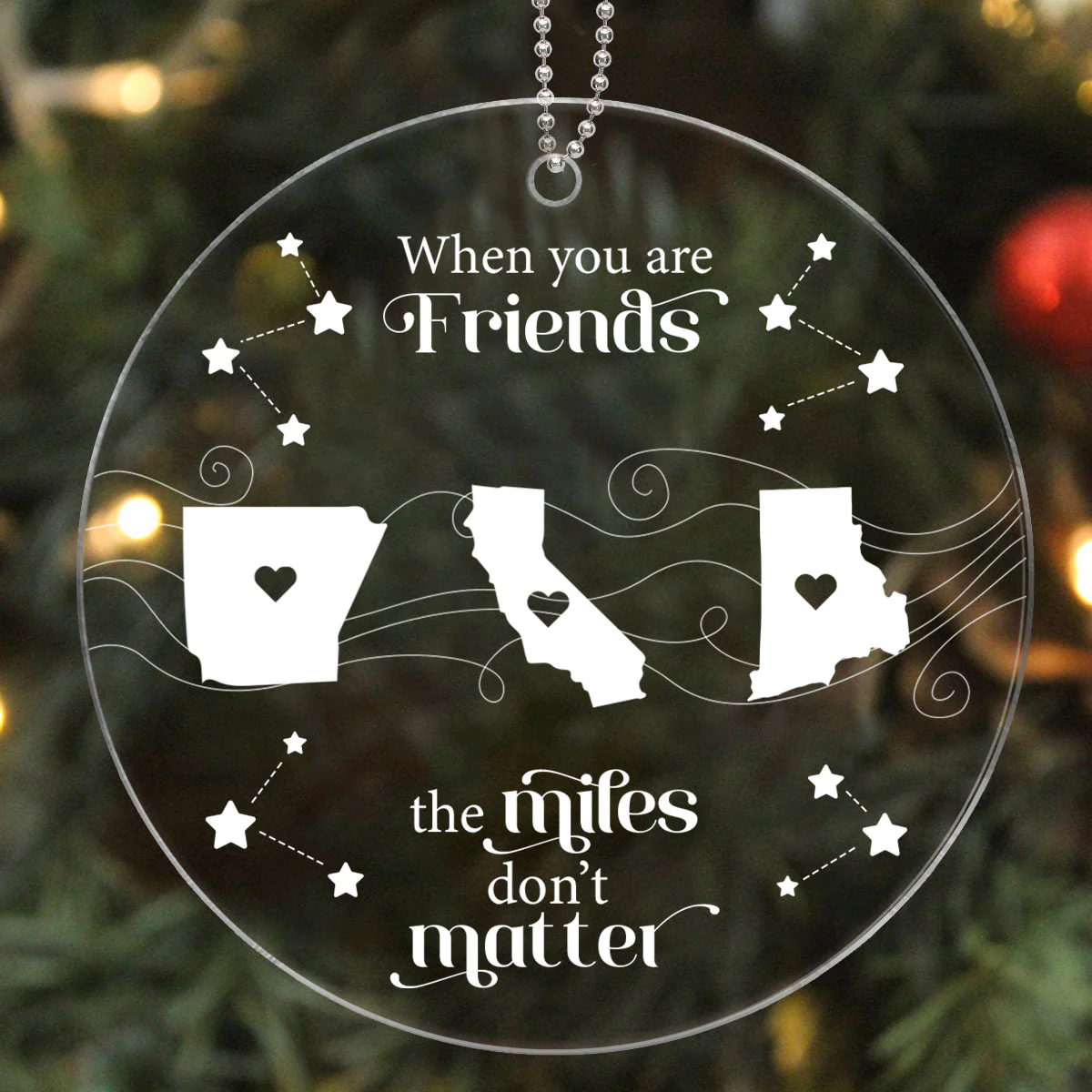 Long Distance Family Friends Siblings Sisters Besties Personalized Acrylic Ornament, Togetherness Christmas Gift - Image 3