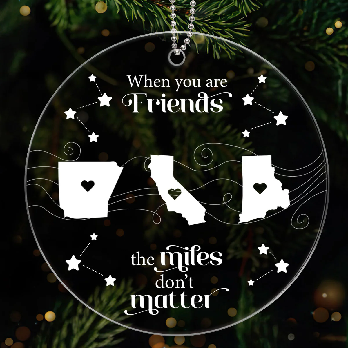 Long Distance Family Friends Siblings Sisters Besties Personalized Acrylic Ornament, Togetherness Christmas Gift - Image 4