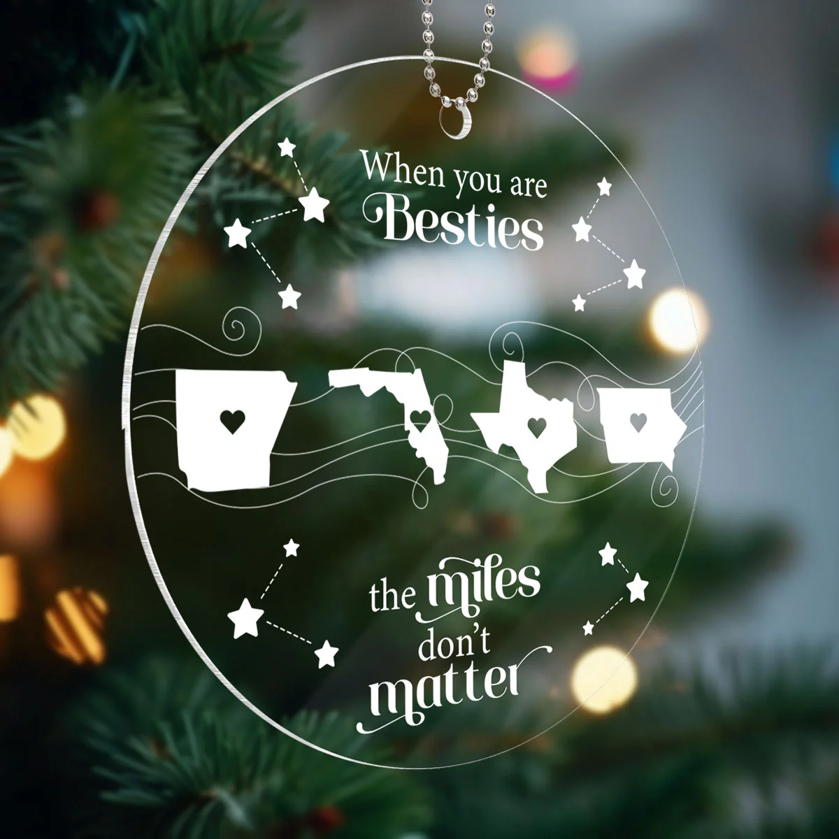 Long Distance Family Friends Siblings Sisters Besties Personalized Acrylic Ornament, Togetherness Christmas Gift - Image 5