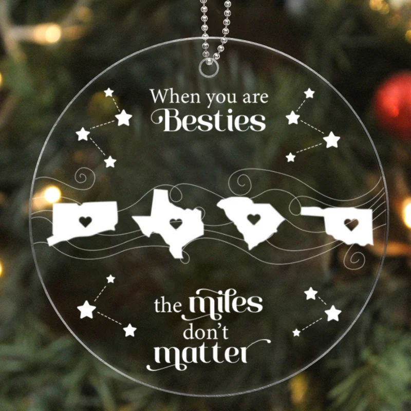 Long Distance Family Friends Siblings Sisters Besties Personalized Acrylic Ornament, Togetherness Christmas Gift - Image 7