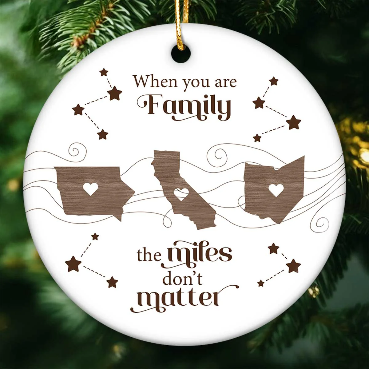 Long Distance Family Friends Siblings Sisters Besties Personalized Ceramic Ornament, Togetherness Christmas Gift - Image 2