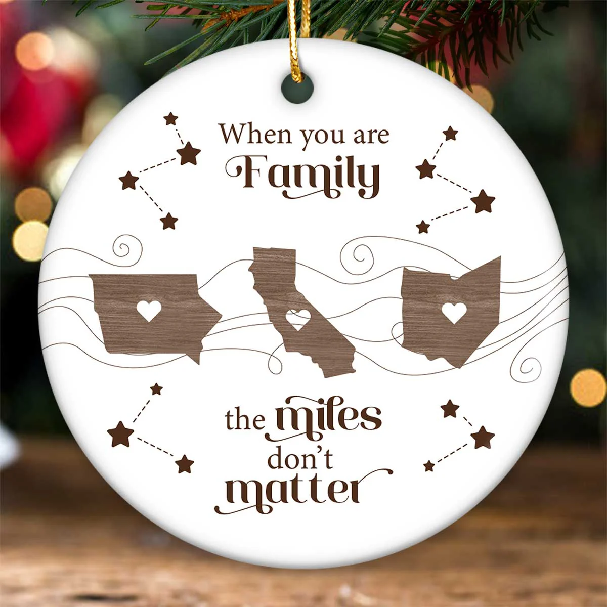 Long Distance Family Friends Siblings Sisters Besties Personalized Ceramic Ornament, Togetherness Christmas Gift - Image 3
