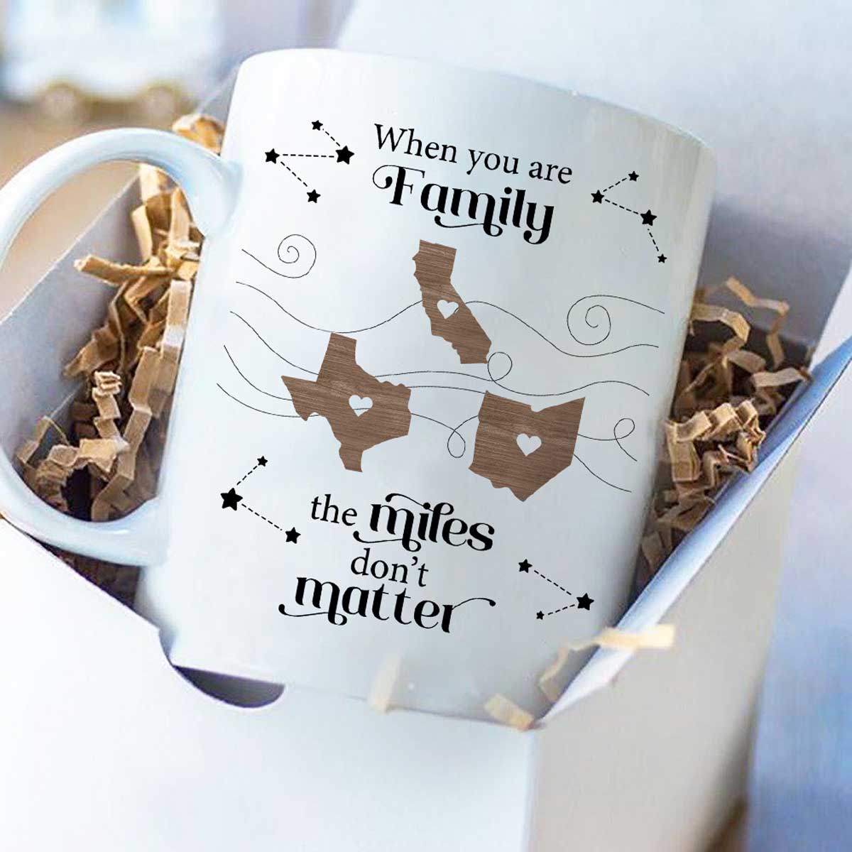 Long Distance Family Friends Siblings Sisters Besties Personalized Mug, Togetherness Christmas Gift - Image 2
