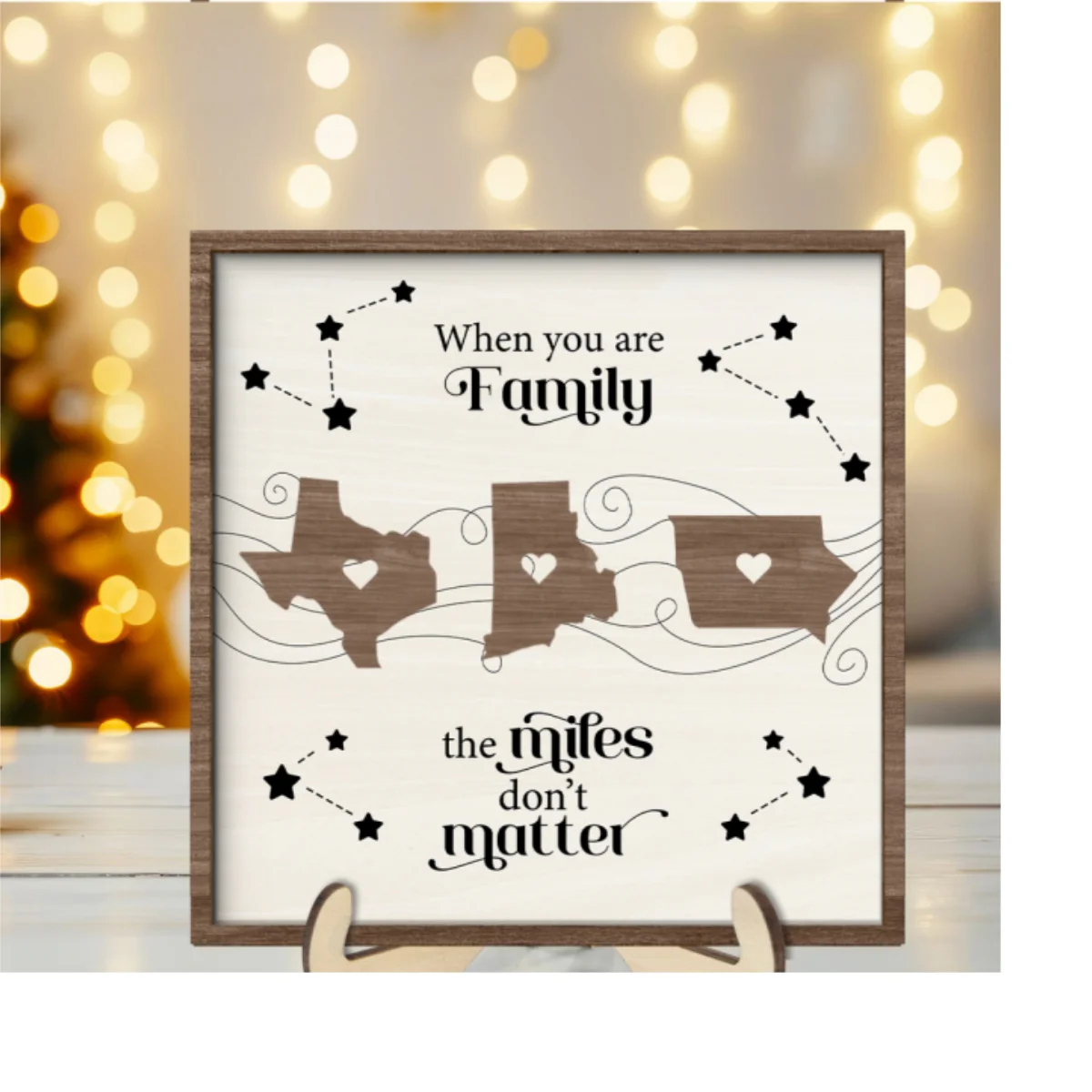 Long Distance Family Friends Siblings Sisters Besties Personalized 2-Layer Wooden Plaque, Togetherness Christmas Gift - Image 11