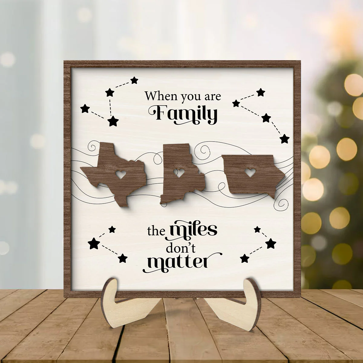 Long Distance Family Friends Siblings Sisters Besties Personalized 2-Layer Wooden Plaque, Togetherness Christmas Gift - Image 3