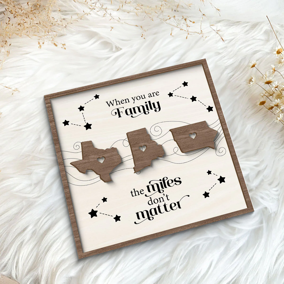Long Distance Family Friends Siblings Sisters Besties Personalized 2-Layer Wooden Plaque, Togetherness Christmas Gift - Image 5