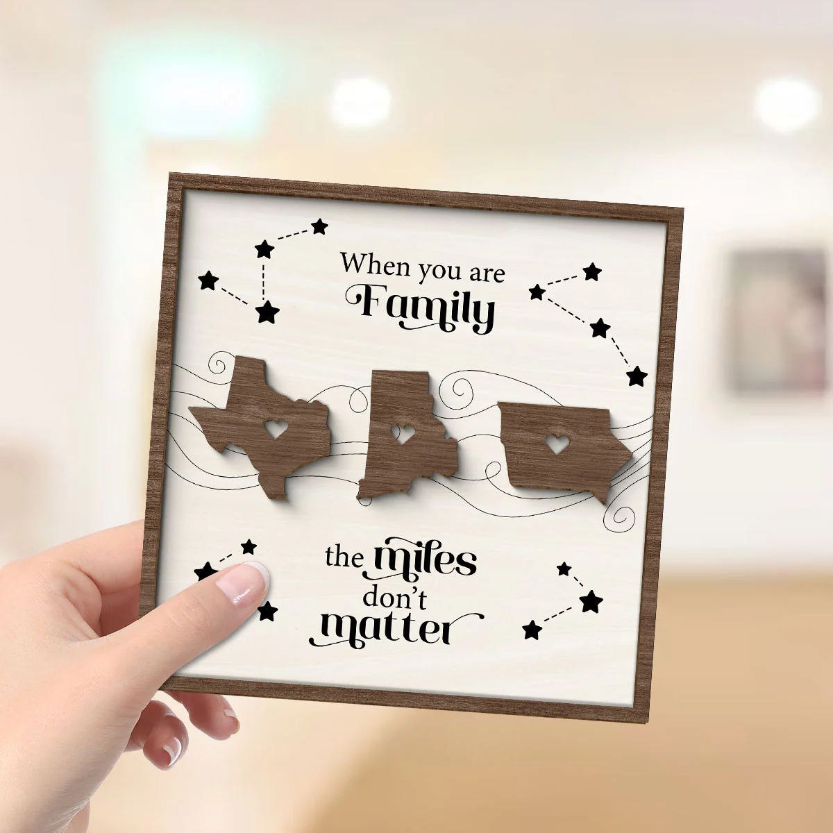 Long Distance Family Friends Siblings Sisters Besties Personalized 2-Layer Wooden Plaque, Togetherness Christmas Gift - Image 6