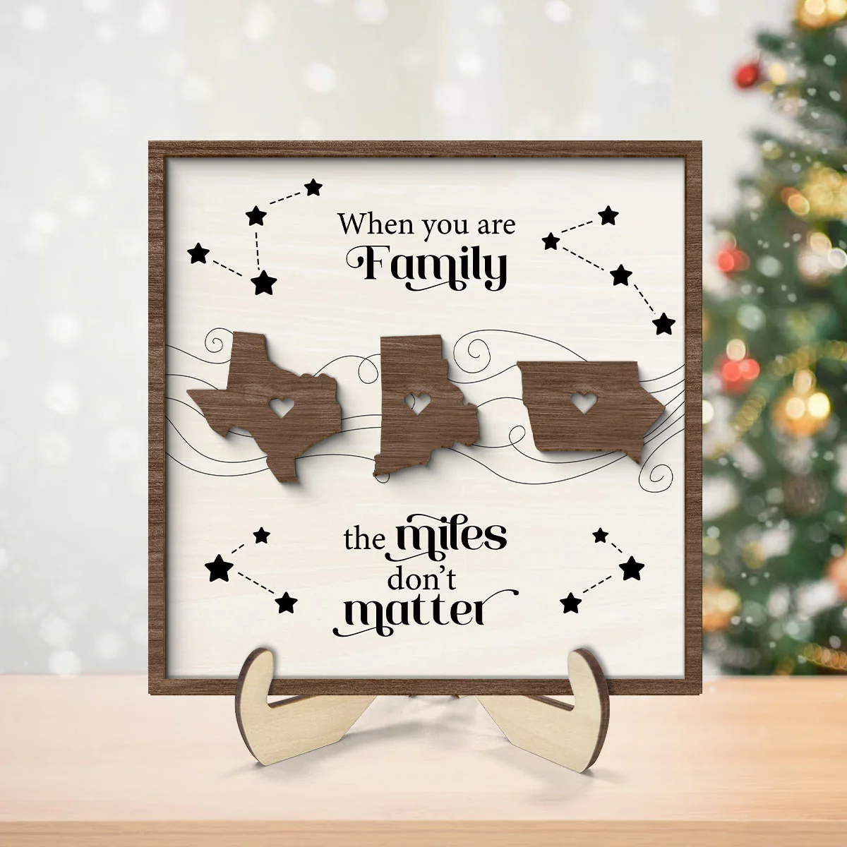 Long Distance Family Friends Siblings Sisters Besties Personalized 2-Layer Wooden Plaque, Togetherness Christmas Gift - Image 7