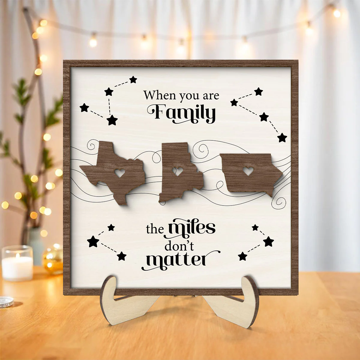 Long Distance Family Friends Siblings Sisters Besties Personalized 2-Layer Wooden Plaque, Togetherness Christmas Gift - Image 8