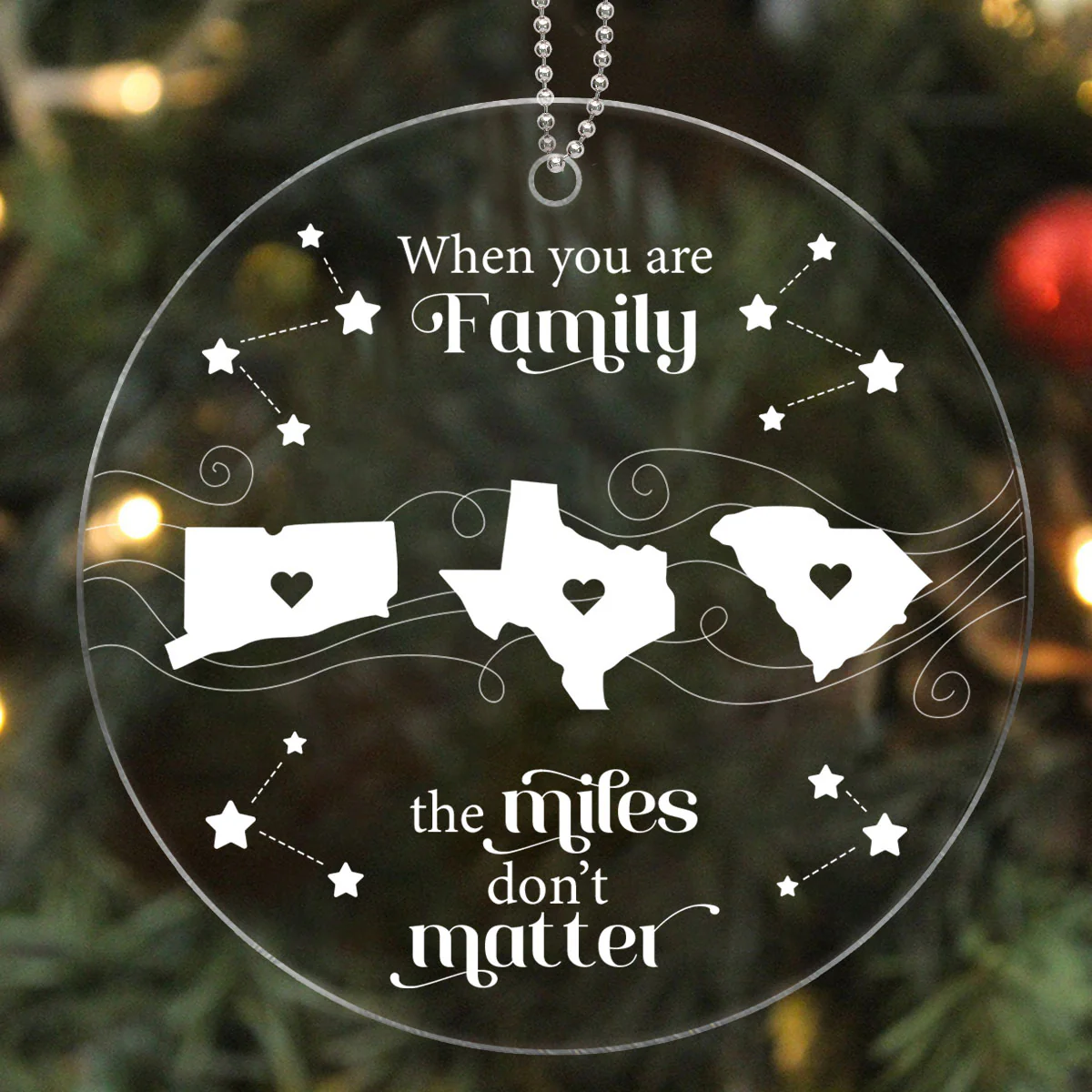 Long Distance Family Friends Siblings Sisters Besties Personalized Acrylic Ornament, Togetherness Christmas Gift - Image 3