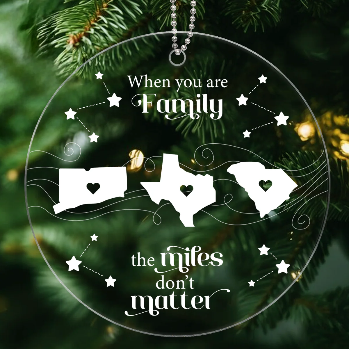 Long Distance Family Friends Siblings Sisters Besties Personalized Acrylic Ornament, Togetherness Christmas Gift - Image 4