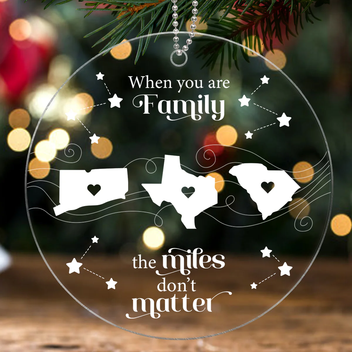 Long Distance Family Friends Siblings Sisters Besties Personalized Acrylic Ornament, Togetherness Christmas Gift - Image 5