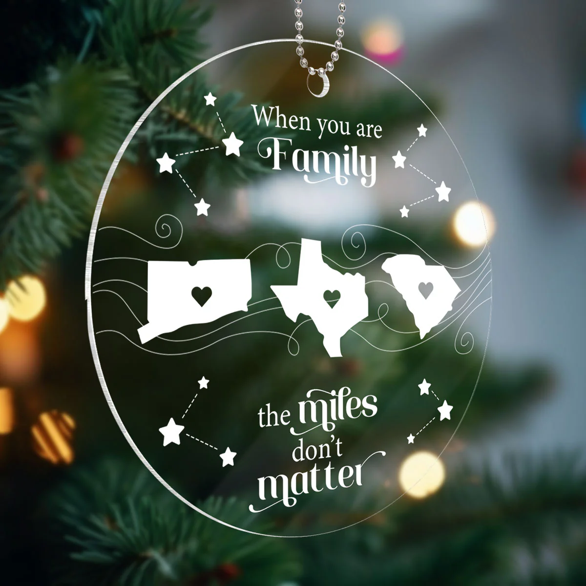 Long Distance Family Friends Siblings Sisters Besties Personalized Acrylic Ornament, Togetherness Christmas Gift - Image 6