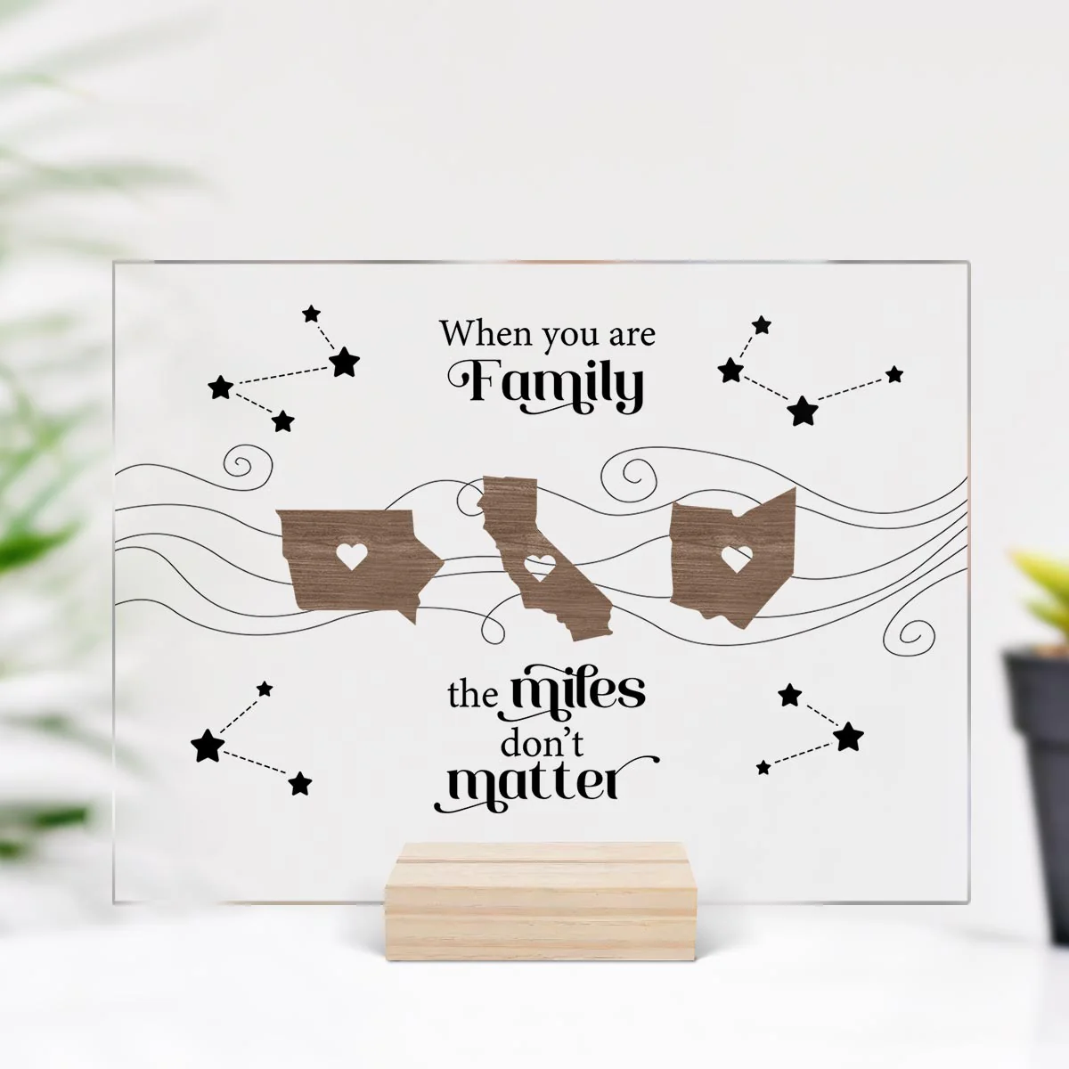 Long Distance Family Friends Siblings Sisters Besties Personalized Acrylic Plaque, Togetherness Christmas Gift - Image 3
