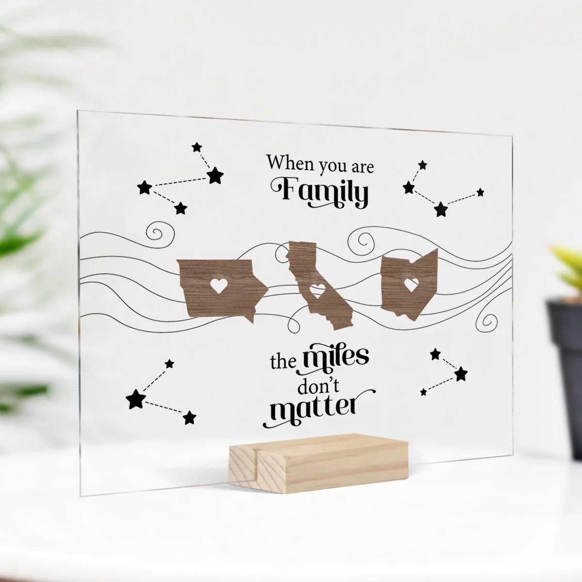 Long Distance Family Friends Siblings Sisters Besties Personalized Acrylic Plaque, Togetherness Christmas Gift - Image 4