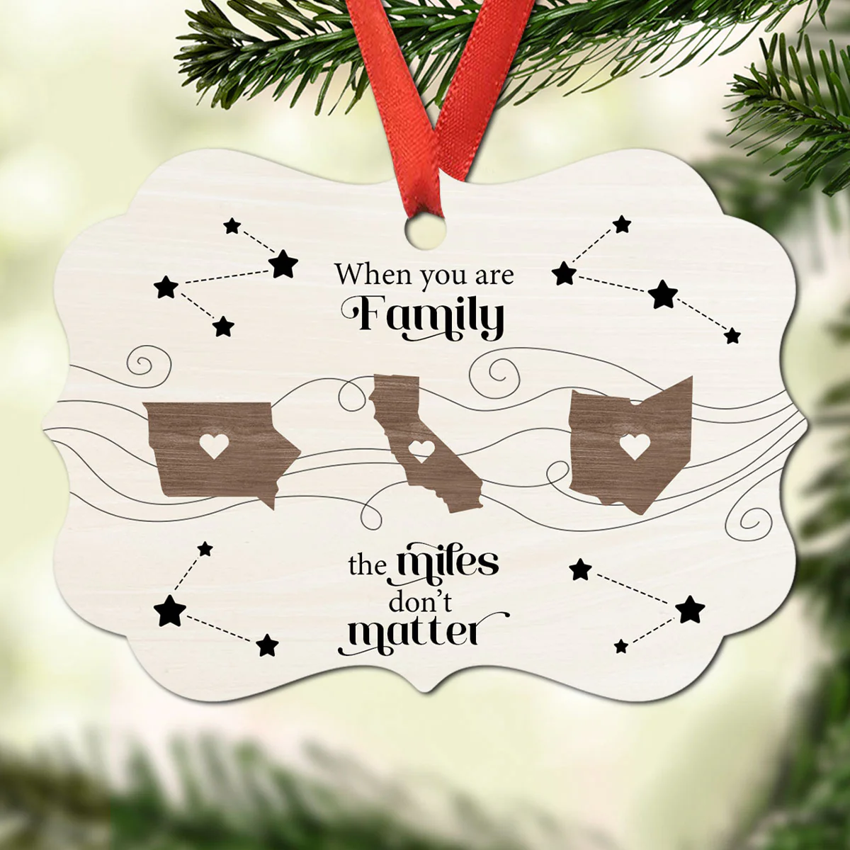 Long Distance Family Friends Siblings Sisters Besties Personalized Christmas Ornament, Togetherness Christmas Gift