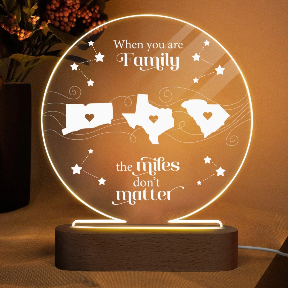Long Distance Family Friends Siblings Sisters Besties Personalized Circle LED Night Light, Togetherness Christmas Gift - Image 6