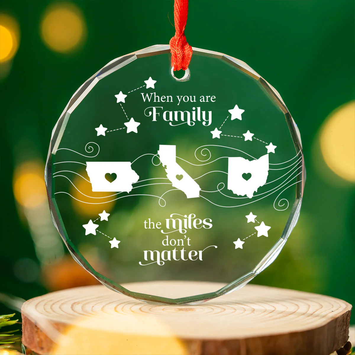 Long Distance Family Friends Siblings Sisters Besties Personalized Glass Ornament, Togetherness Christmas Gift - Image 3