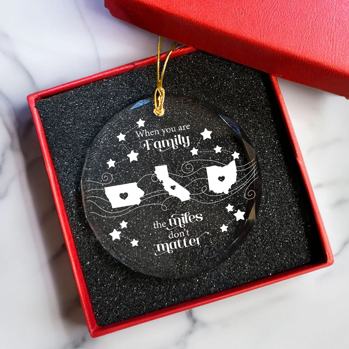 Long Distance Family Friends Siblings Sisters Besties Personalized Glass Ornament, Togetherness Christmas Gift - Image 4