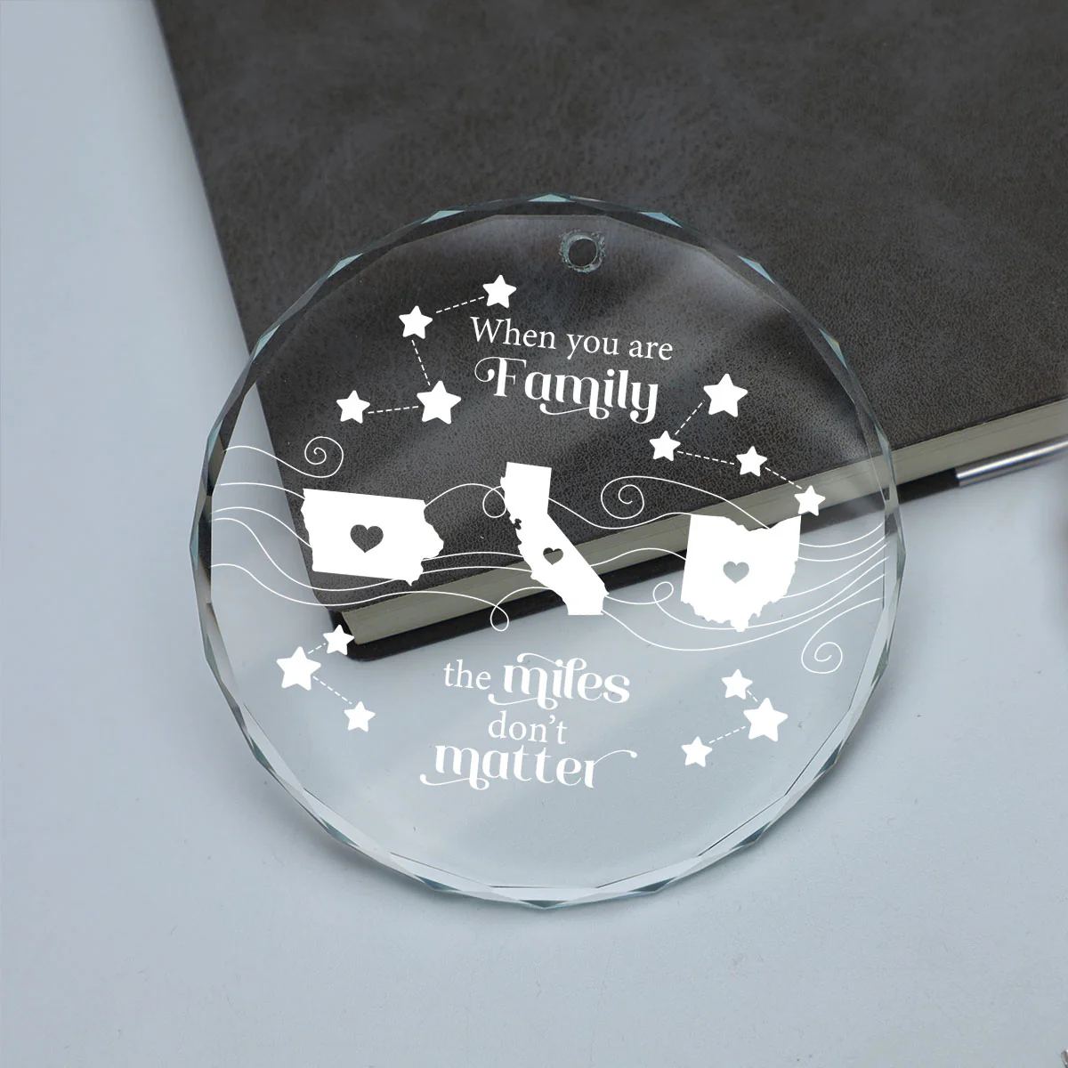 Long Distance Family Friends Siblings Sisters Besties Personalized Glass Ornament, Togetherness Christmas Gift - Image 5