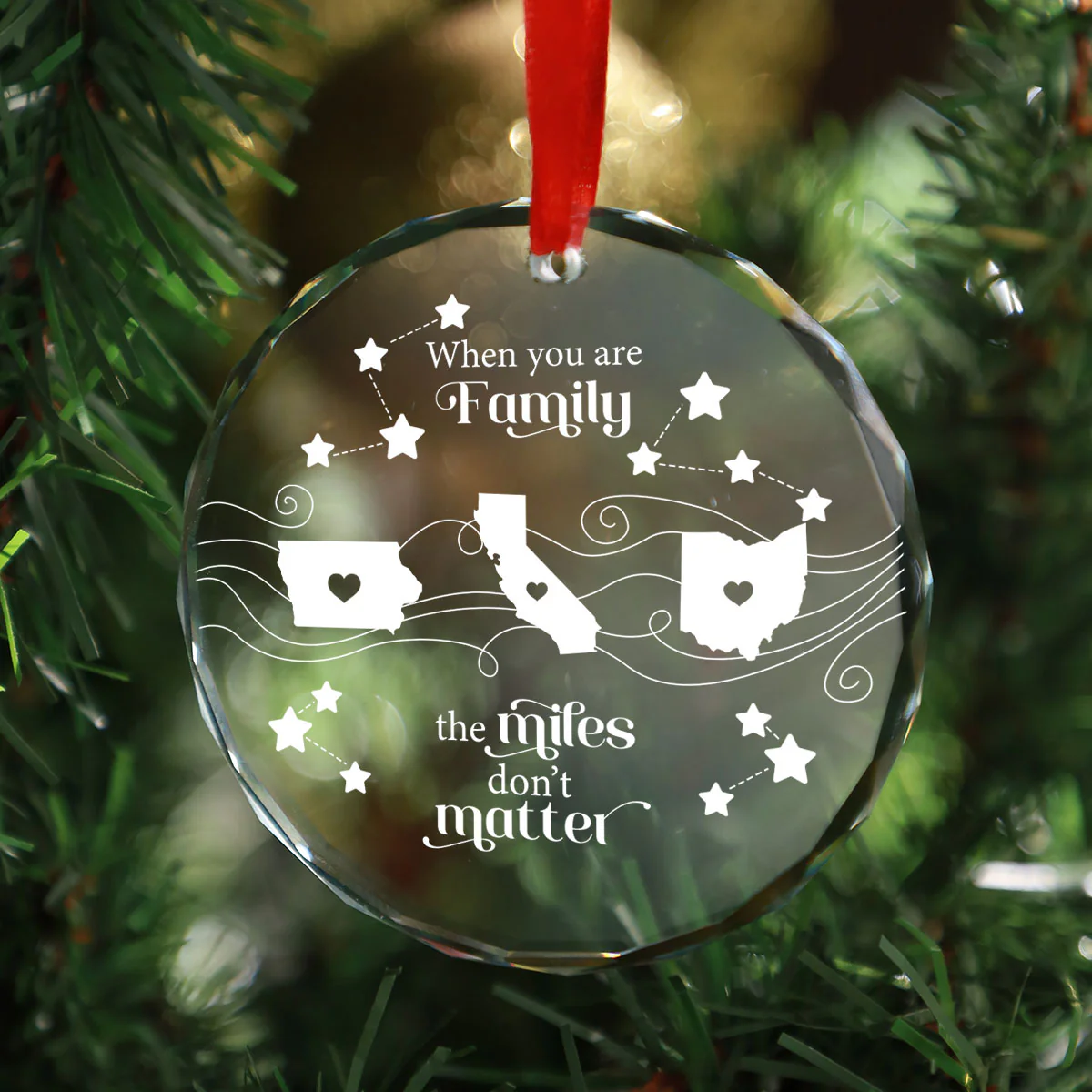 Long Distance Family Friends Siblings Sisters Besties Personalized Glass Ornament, Togetherness Christmas Gift - Image 6