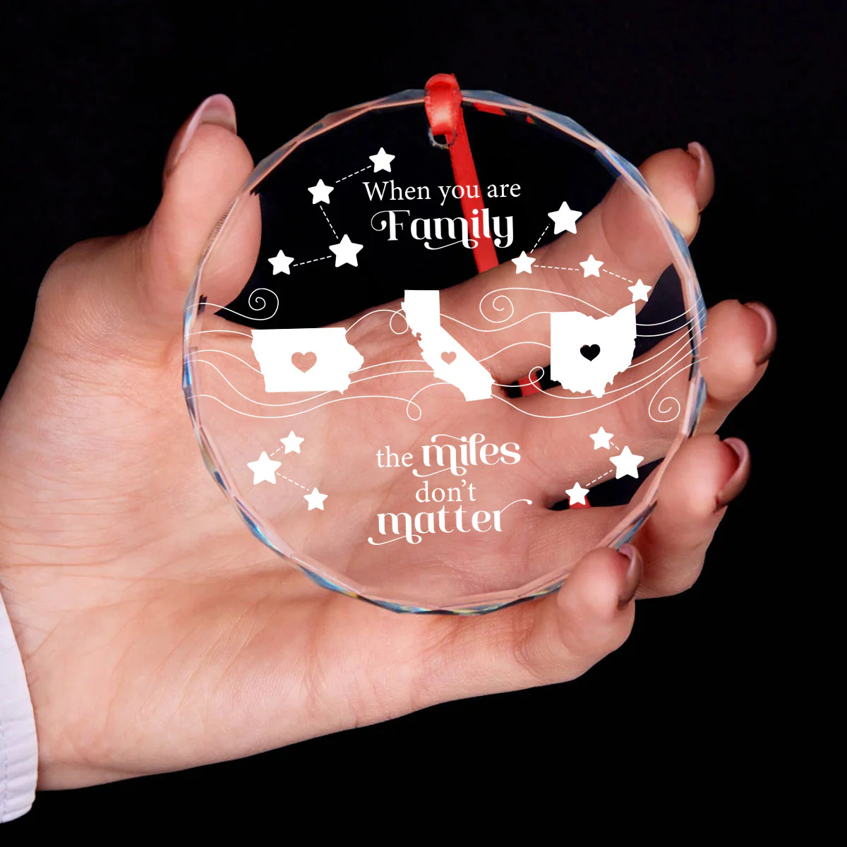 Long Distance Family Friends Siblings Sisters Besties Personalized Glass Ornament, Togetherness Christmas Gift - Image 7