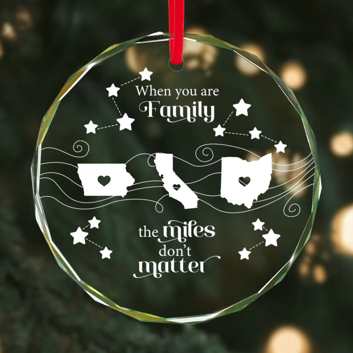 Long Distance Family Friends Siblings Sisters Besties Personalized Glass Ornament, Togetherness Christmas Gift - Image 9