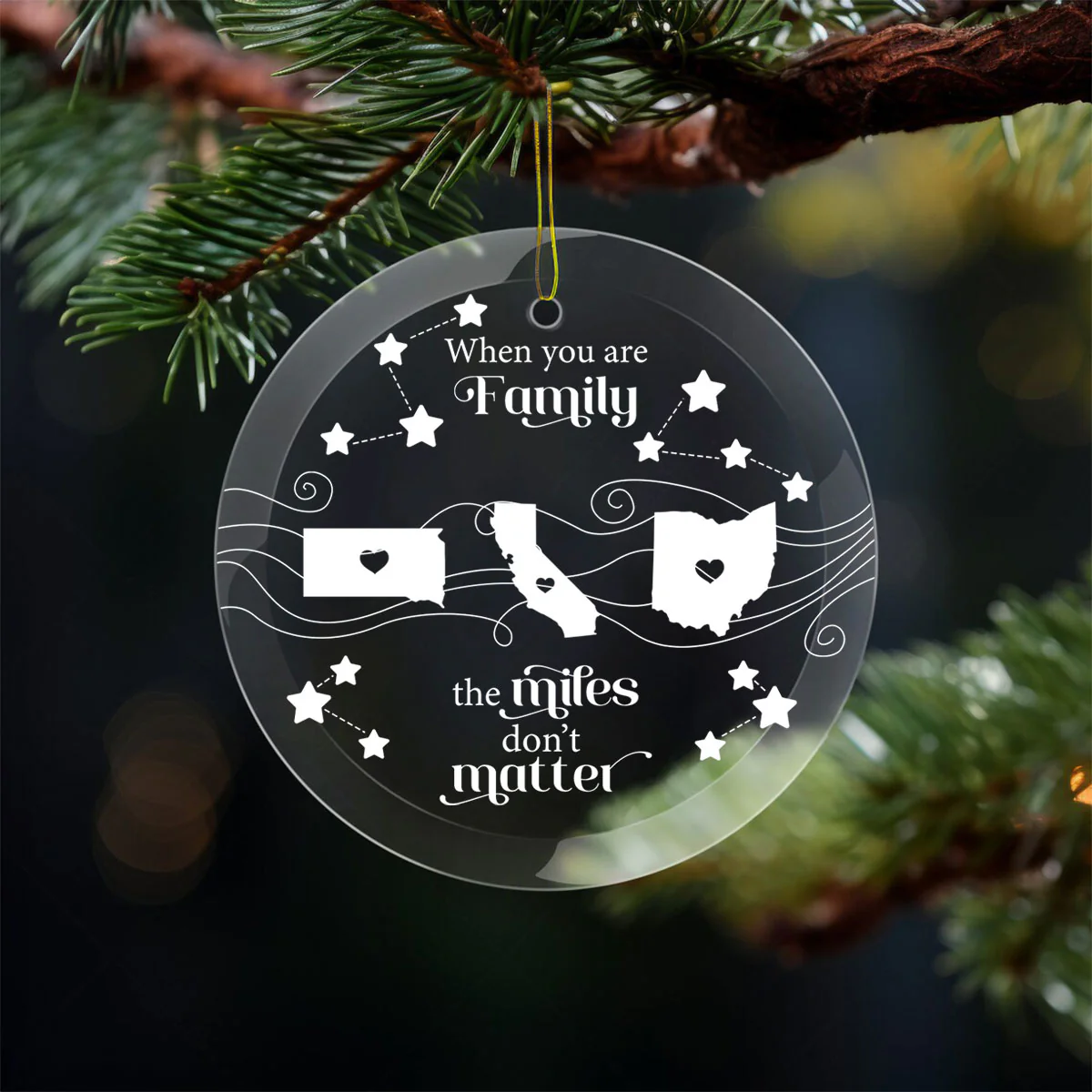 Long Distance Family Friends Siblings Sisters Besties Personalized Glass Ornament, Togetherness Christmas Gift - Image 6