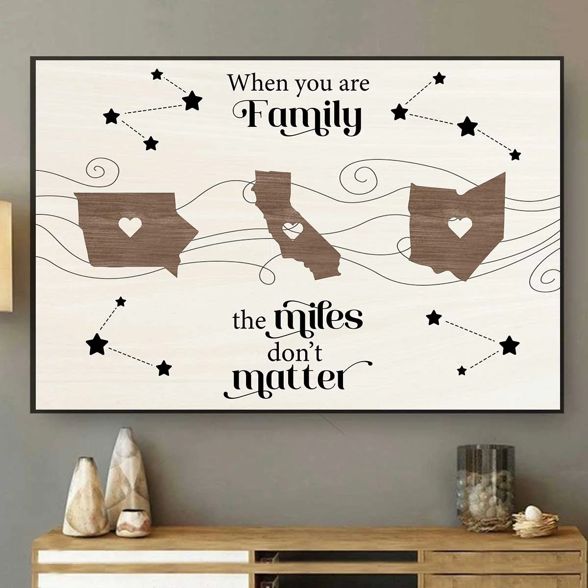 Long Distance Family Friends Siblings Sisters Besties Personalized Poster, Togetherness Christmas Gift - Image 2