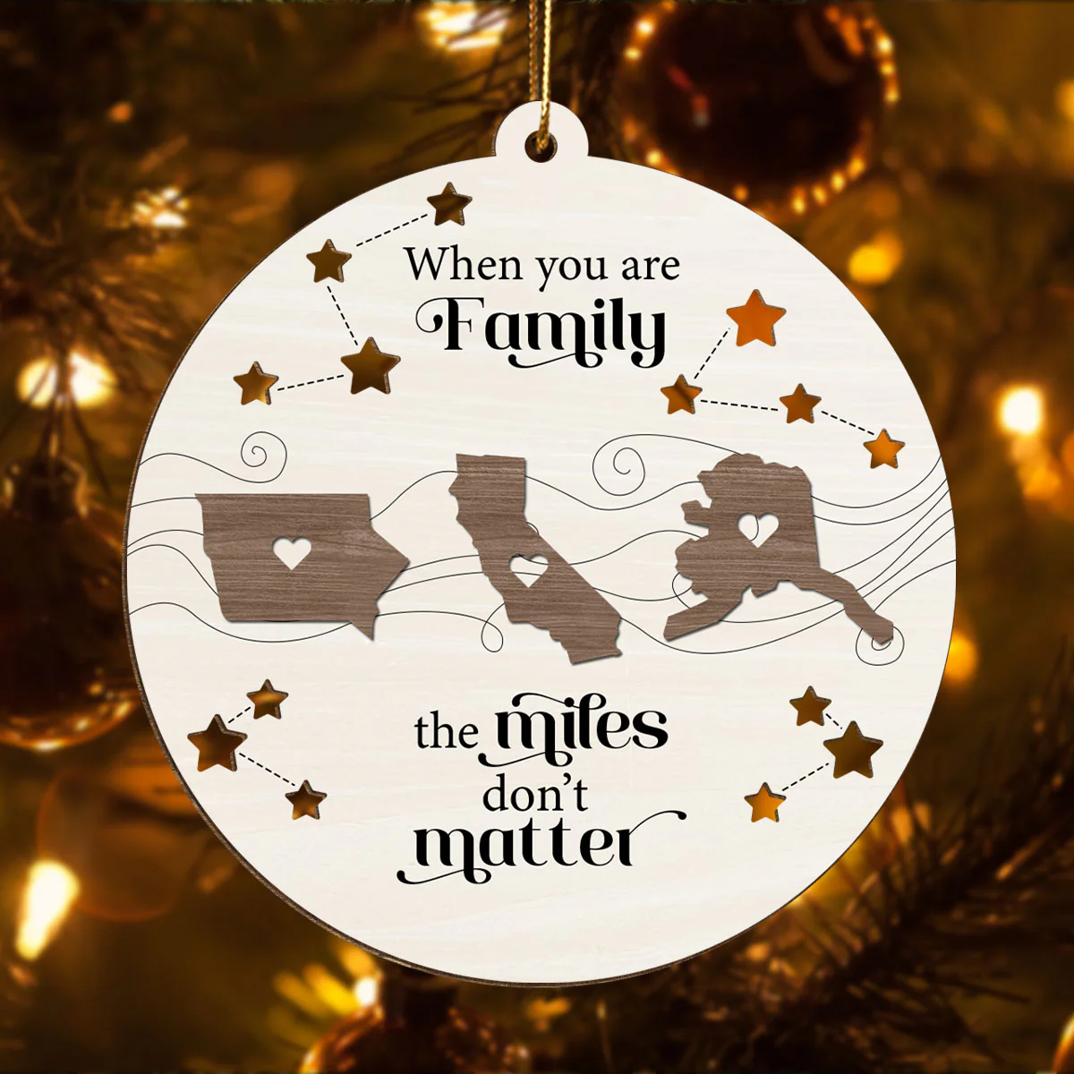 Long Distance Family Friends Siblings Sisters Besties Personalized Wooden Ornament, Togetherness Christmas Gift - Image 2
