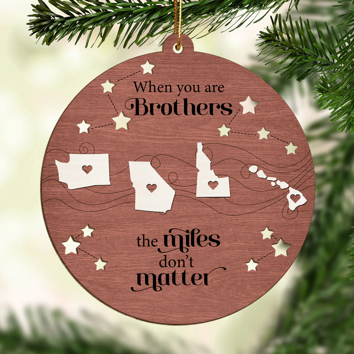 Long Distance Family Friends Siblings Sisters Besties Personalized Wooden Ornament, Togetherness Christmas Gift - Image 4