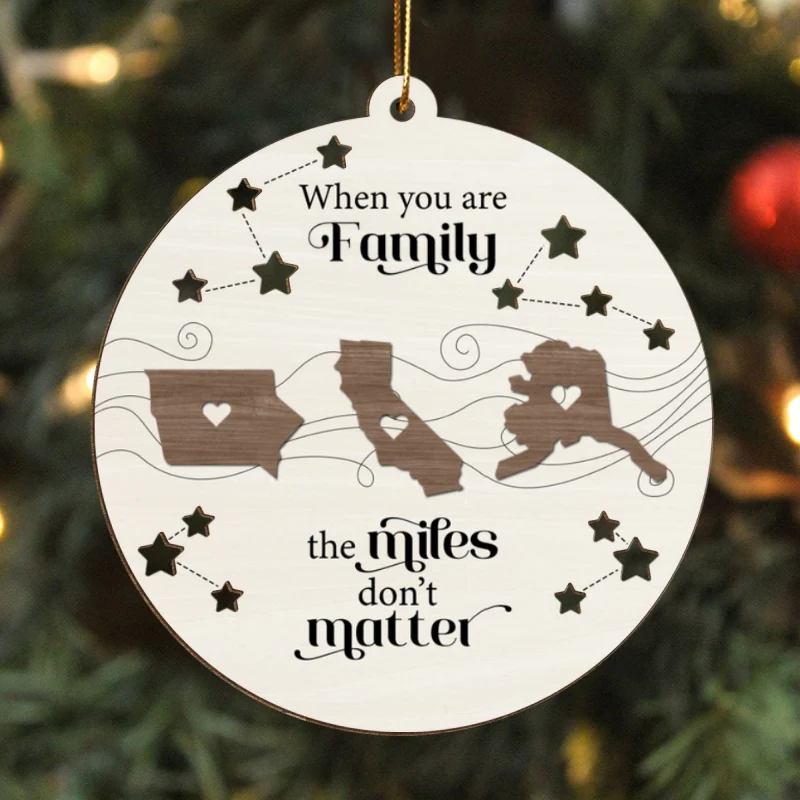 Long Distance Family Friends Siblings Sisters Besties Personalized Wooden Ornament, Togetherness Christmas Gift - Image 6