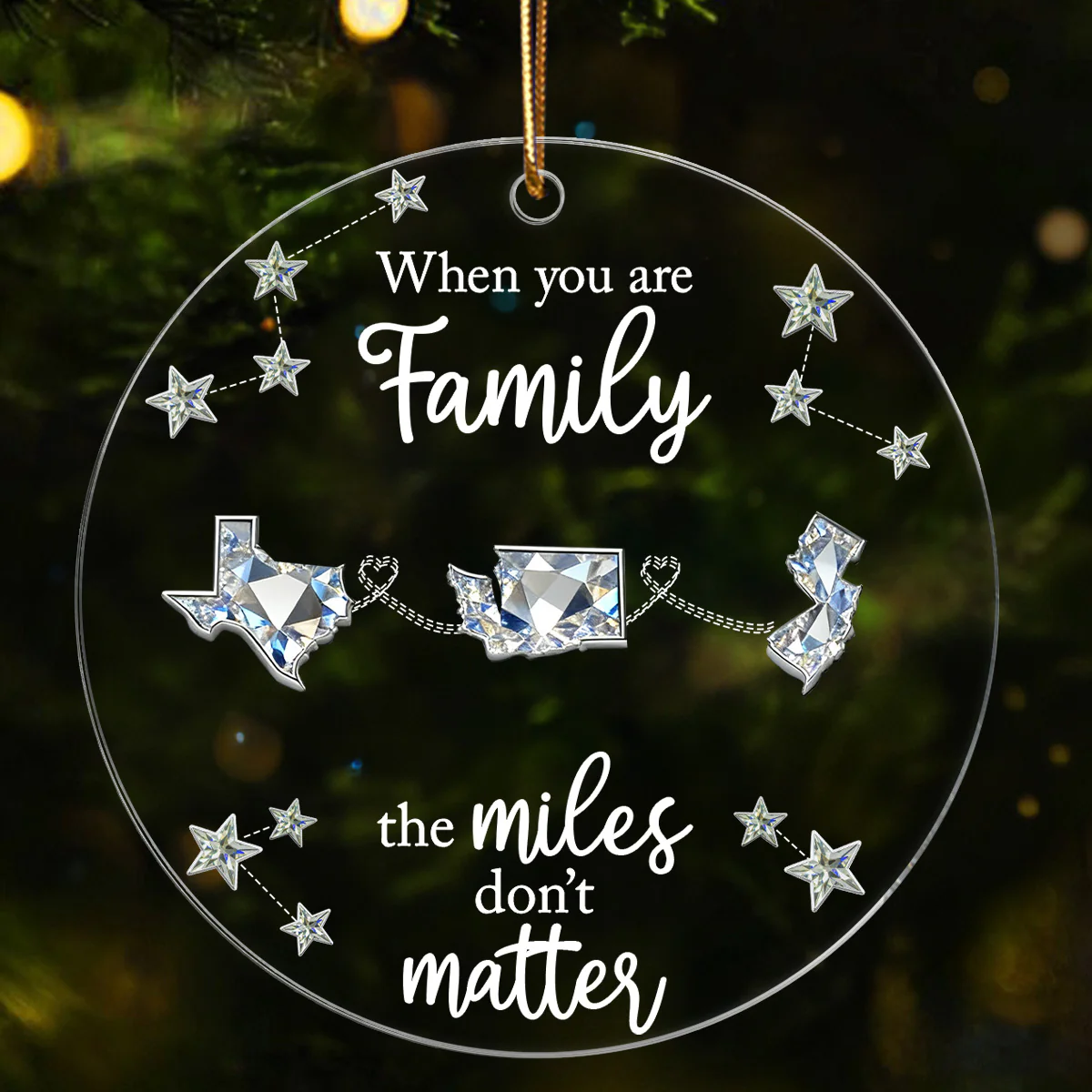 Long Distance When You Are Family Miles Don't Matter - Personalized Acrylic Ornament