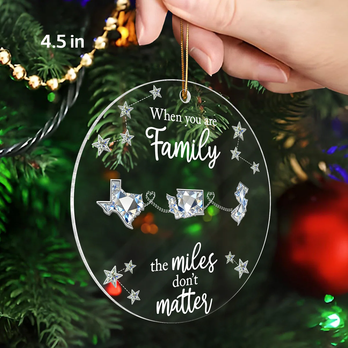 Long Distance When You Are Family Miles Don't Matter - Personalized Acrylic Ornament - Image 2