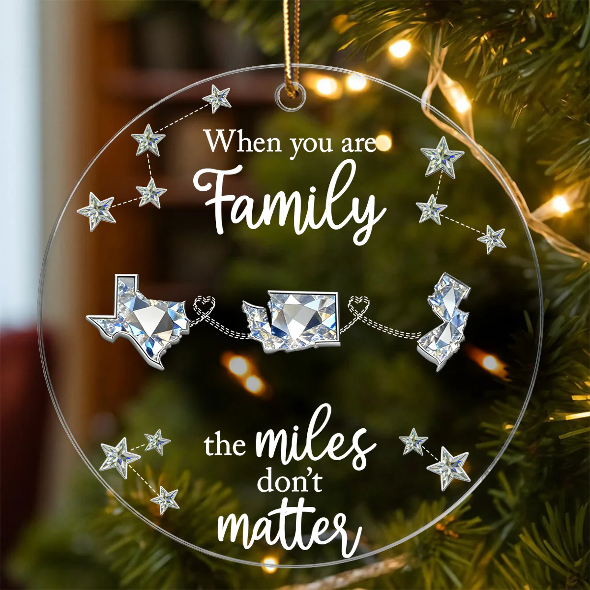Long Distance When You Are Family Miles Don't Matter - Personalized Acrylic Ornament - Image 3