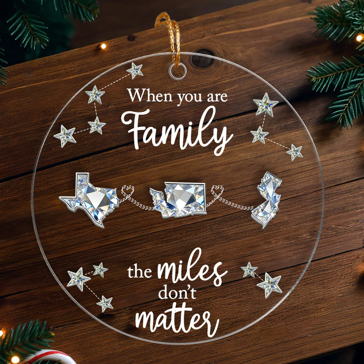 Long Distance When You Are Family Miles Don't Matter - Personalized Acrylic Ornament - Image 5