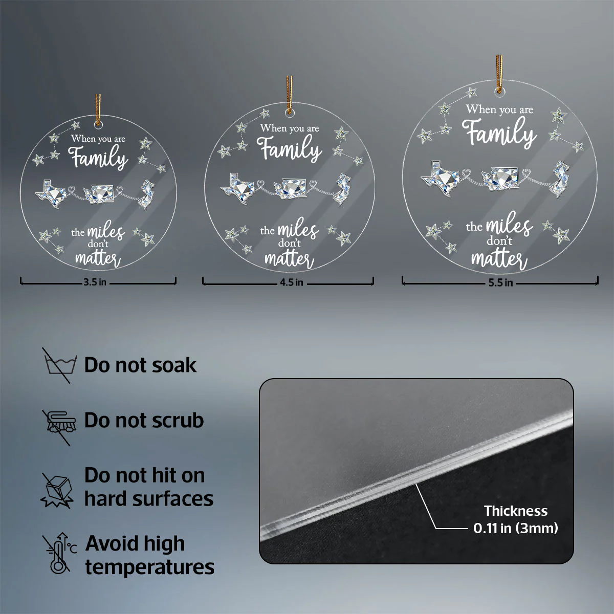 Long Distance When You Are Family Miles Don't Matter - Personalized Acrylic Ornament - Image 7