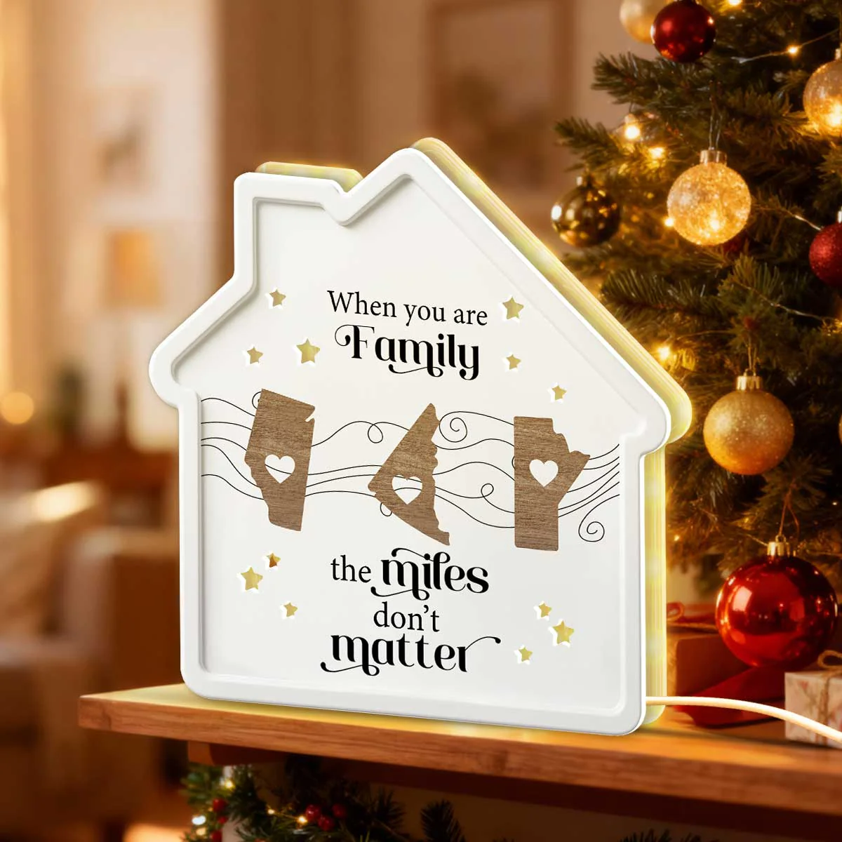 Long Distance When You Are Family Miles Don't Matter Personalized Light Box