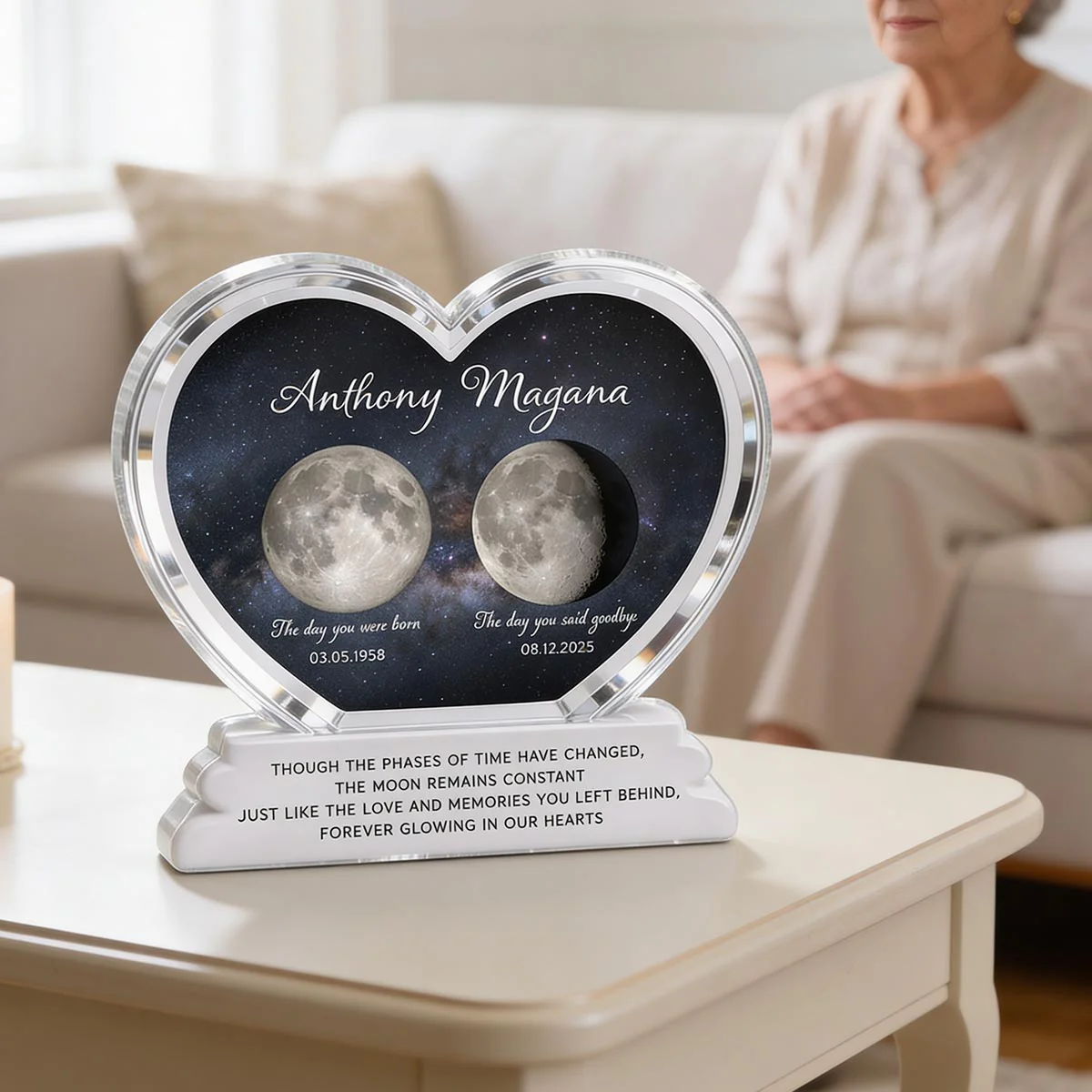 Lost Loved One Moon Phase Art 2D Flat - Personalized Acrylic Block Plaque - Memorial Keepsake Sympathy Gift - Image 8