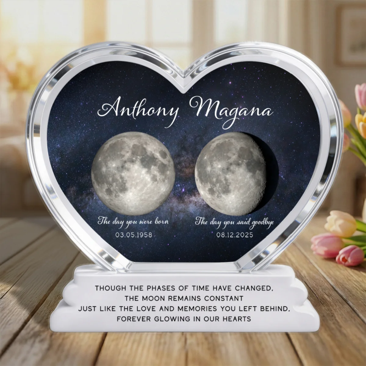 Lost Loved One Moon Phase Art 2D Flat - Personalized Acrylic Block Plaque - Memorial Keepsake Sympathy Gift - Image 9
