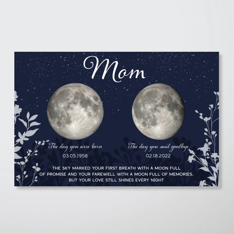 Lost Loved One Moon Phase Art Deep Blue Theme Memorial Keepsake Personalized Poster - Image 10