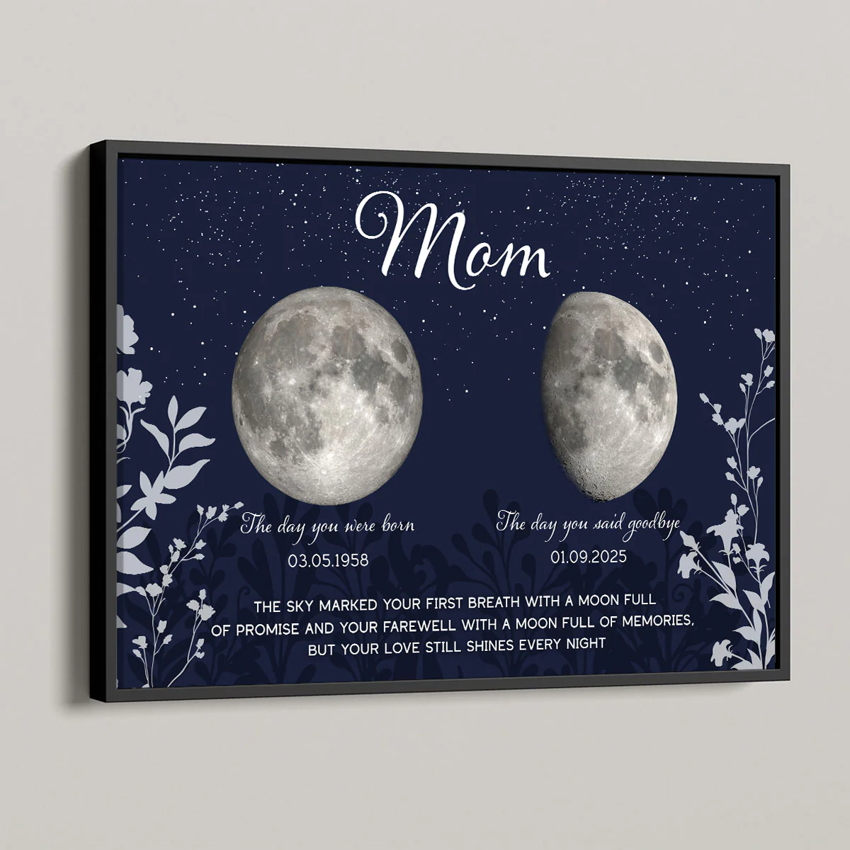 Lost Loved One Moon Phase Art Deep Blue Theme Memorial Keepsake Personalized Poster - Image 2