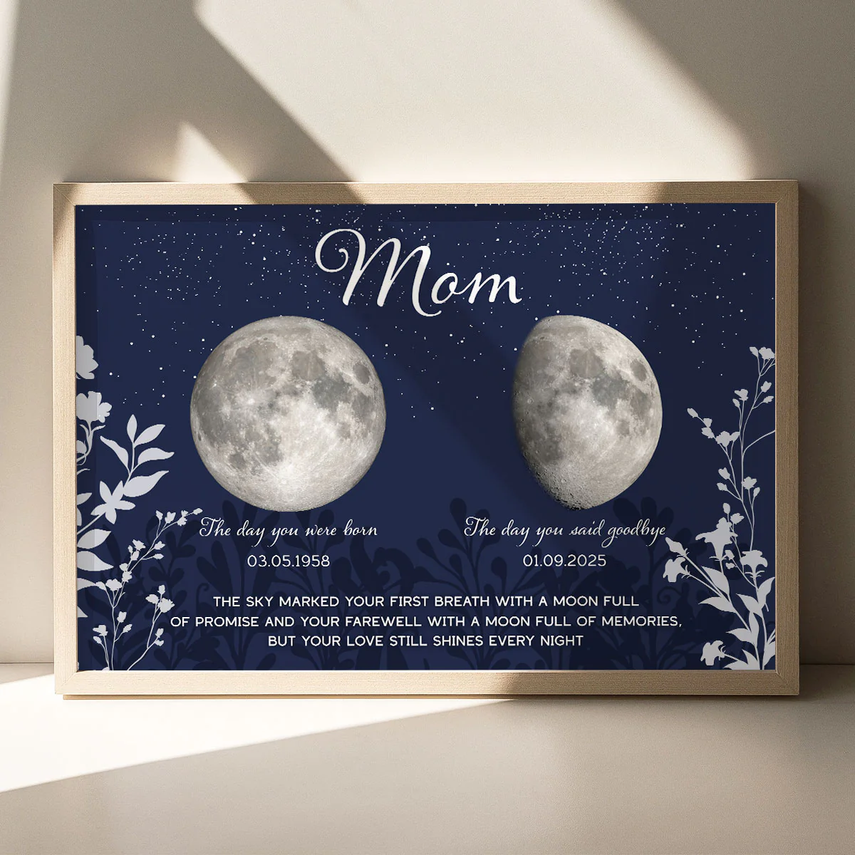 Lost Loved One Moon Phase Art Deep Blue Theme Memorial Keepsake Personalized Poster - Image 5